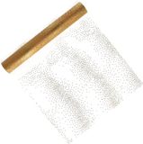 Home & Styling Decoratie stof/tafelloper - goud - stippels - 30 x 500 cm - polyester