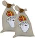 Haza-Witbaard Sinterklaas thema strooizak voor snoep - 2x - katoen - 35 x 60 cm - Sint en Piet strooigoed zakken