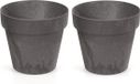 Merkloos Prosperplast Bloempot/plantenpot - 2x - betonlook - antraciet - kunststof - Dia 20 cm - buiten/binnen