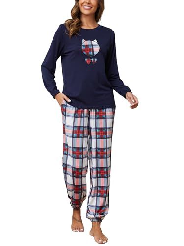 Reliwel Pyjama Dames Lange Pyjama Katoenen Winter Pyjama Set Ronde Hals Top en Pyjamabroek Lange Mouwen Loungewear Nachtkleding Huispak Gezellig Vrijetijdspak