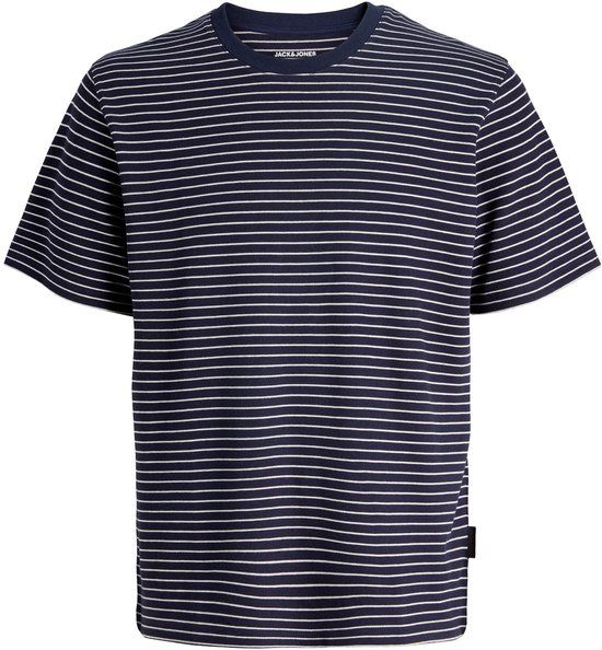 JACK&JONES JJEDOVER STRIPED TEE SS CREW NECK JNR Jongens T-shirt Maat 152 Katoen Gestreept Ronde hals Navy Blazer