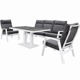 AVH-Collectie Vegas stoel bank dining loungeset 4 delig verstelbaar aluminium wit