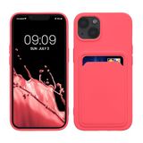 kwmobile telefoonhoesje compatibel met Apple iPhone 13 hoesje - Case met pasjeshouder - Smartphone cover in neon roze