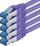 1aTTack.de 3 meter - CAT6a - Netwerkkabel Violet - 5 stuks CAT 6 A Patchkabel 10000 Mbit/s SFTP PIMF 500 MHz Compatibel met CAT5 CAT6 CAT7 DSL Internet Switch Router
