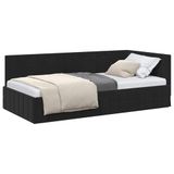 vidaXL Hoekbedframe, zwart, 90 cm x 200 cm, fluweel