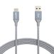 Amazon Basics USB-C-naar-USB-A 2.0-snellaadkabel, gevlochten nylonkabel, snelheid 480 Mbps, USB-IF-gecertificeerd, voor Apple iPhone 16/15, iPad, Samsung Galaxy, tablets, laptops, 3 m, donkergrijs