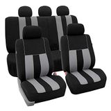 FH GROUP Licht ademend gestreepte schuimvulling wasbare doek volledige set autostoelhoezen, airbag en splitbank compatibel met cadeau - universele pasvorm voor auto's, vrachtwagens en SUV's