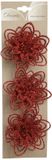 Decoris Kaemingk B.V. Kerstboomversiering Bloemen - 3x stuks - 11 cm - rood glitter - op clip - ornament