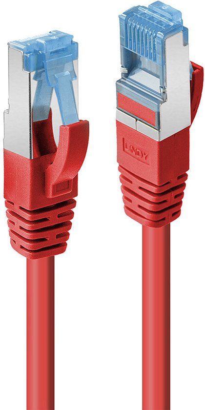 LINDY 47168 RJ45 Netwerkkabel, patchkabel CAT 6A S/FTP 10.00 m Rood