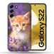 Beschermhoes Samsung Galaxy S22 Beschermhoes - Kat Motief - Violet