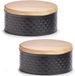 Zeller Boîte de conservation - 4x - noir - 20 x 10 cm - 3,8 l - boîte de conservation avec couvercle aspect bois