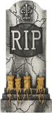 Atosa Horror kerkhof decoratie grafsteen - kaarsen met licht - 93 x 42 cm - Halloween feestdecoratie en versiering