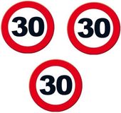 Merkloos / Sans marque Miko Products Bv 30 jaar Leeftijd feestartikelen - 3x - Decoratie wand/muur stopbord - verjaardag - Dia 49 cm