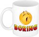 Bellatio Decorations Boring Mok Wit met Smile / Emoticon - Kantoorhumor Beker - Cadeau Collega