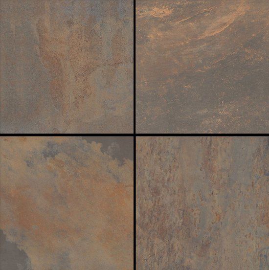 Merkloos Gardenlux Peacock Copper 90 x 90 x 3 cm tuintegel Roest Genuanceerd