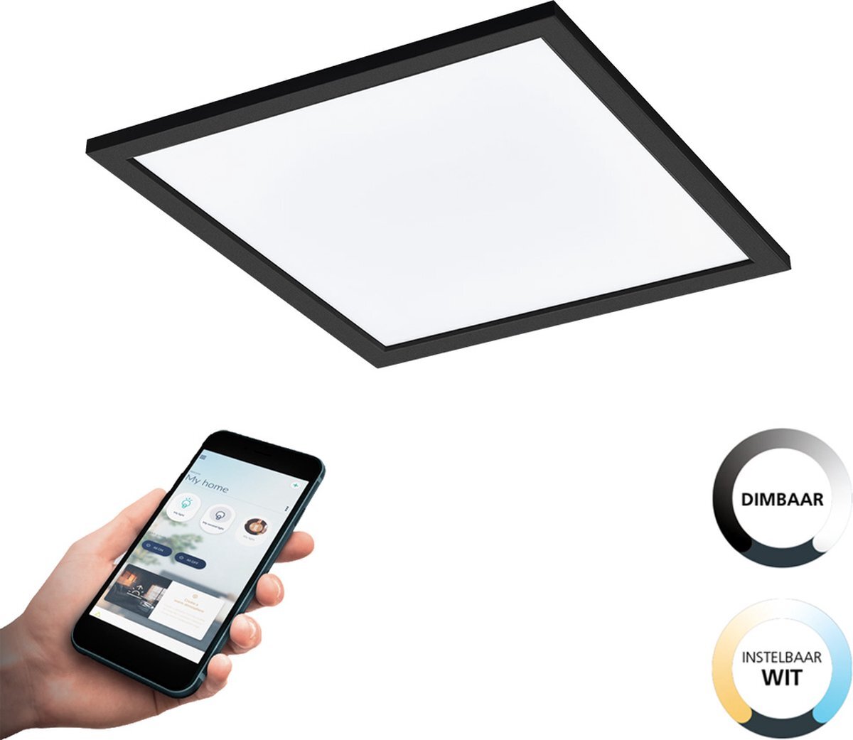 EGLO Connect EGLO connect.z Salobrena-Z Smart Plafondlamp - 45 cm - Zwart/Wit - Instelbaar wit licht - Dimbaar - Zigbee