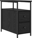 vidaXL Nachtkastje Zwart Eiken 30 x 60 x 60 cm Bewerkt Hout