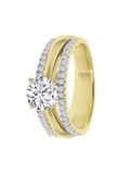 Lucardi Dames Goldplated ring met zirkonia