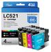 Brother Cartouches d'encre multipack LC521 pour Brother DCP-J1260W et autres modèles (4 pièces)