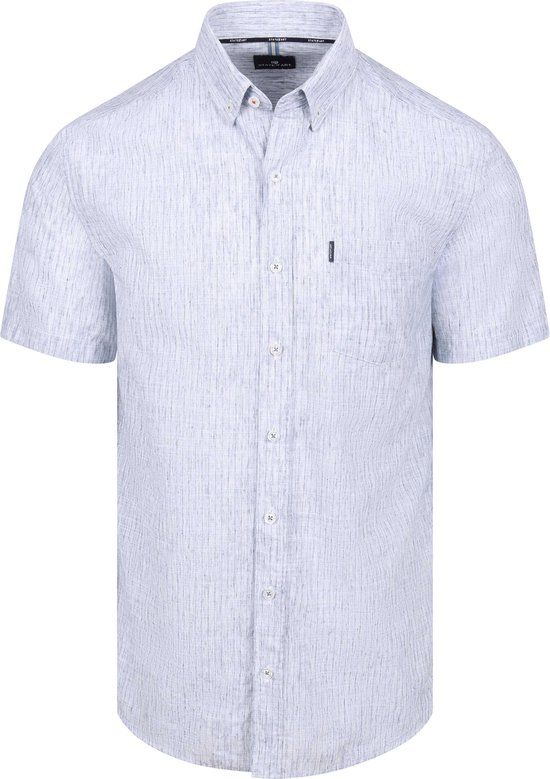 State of Art Short Sleeve Shirt Faux Stripe Blauw - Maat XXL - Heren - Overhemden Casual