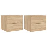 vidaXL Nachtkastjes met LED's, 2 stuks, wandgemonteerd, sonoma eikenkleurig
