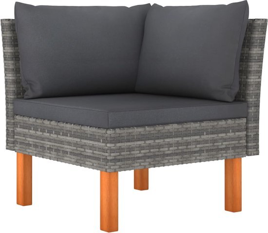 vidaXL 7-delige loungeset met kussens poly rattan grijs