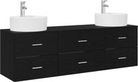 vidaXL Badkamerkastenset 3 st Zwart 161.5 x 44.5 x 82 cm Bewerkt hout