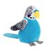 Idena 40359 - Chatterbox parkiet in blauw, ca. 18 cm, pluche speeltje herhaalt alles met een grappige stem en beweegt zijn vleugels, werkt op batterijen