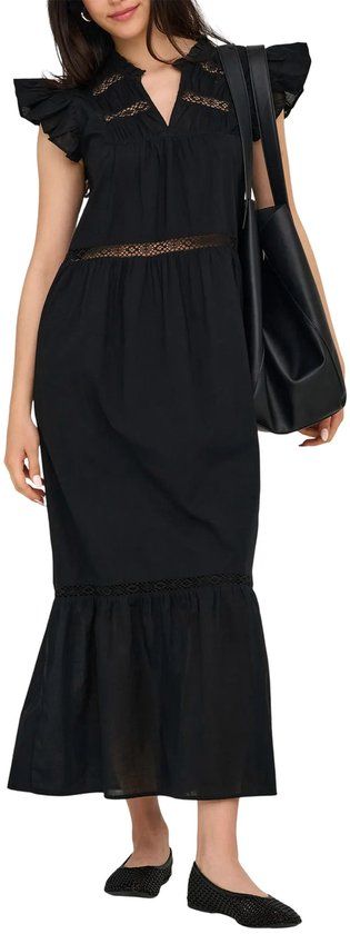 ONLY Sunny Capsleeve Frill Long Jurk Vrouwen - Maat M