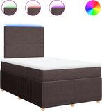 vidaXL Boxspringbed met matras, donkerbruin, 120x200 cm, met stoffen bekleding