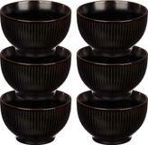 Vivalto Artesania Cerd Vivalto Kommetjes/serveer schaaltjes/soepkommen - 6x - Mistique - Keramiek - Zwart - Rond - D14 x H8 cm