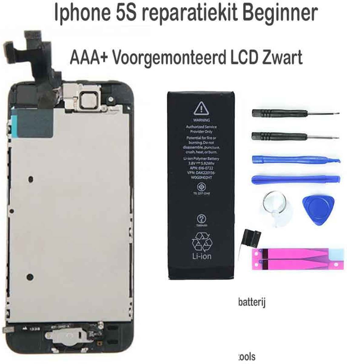 - Iphone 5S LCD reparatie en upgrade kit Beginner - Zwart