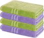 Lavea® Set de 4 serviettes 70x140 cm – 100% Coton – Doux et absorbant – Idéal comme serviette de bain, drap de bain ou serviette pour un usage quotidien – Vert tilleul et Lavande