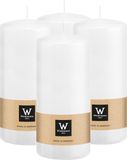 Wiedemann bougie cylindrique/bougie pilier - 4x - blanc - 15 x 7 cm - 63 heures de combustion - bougies pilier