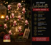 LICHTMOMENTE Guirlande LED avec motif chaussette du Père Noël avec fonction minuterie 2,2 mètres 20 LED micro-LED blanc chaud 9843954 Argent