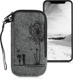 kwmobile insteekhoesje voor smartphones XL - 6,7/6,8" - Beschermhoes van vilt in zwart / lichtgrijs