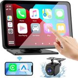 Affichage CarPlay sans marque, Boîtier Android & CarPlay sans fil, Caméra de recul - Affichage de voiture à écran tactile de 7 pouces avec navigation GPS, Wi-Fi, Bluetooth, Android Auto