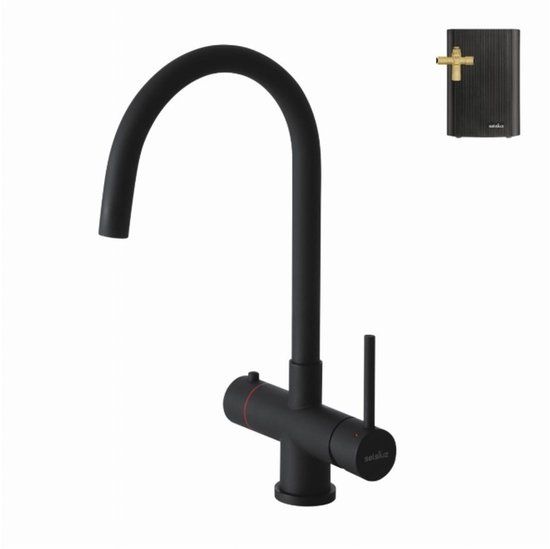 Selsiuz kranen Selsiuz 351208 Push & Turn 3-in-1 Rond Sturdy Black & Boiler Combi (Extra)