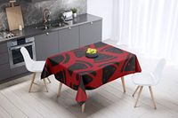 Bonamaison Tafelkleed, Anti-Mold, Sneldrogend, Waterdicht, 100% Polyester Tafellaken, rood Zwart, 140 x 140 Cm