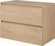 Meuble de salle de bain 80 cm avec plan de travail supérieur, chêne clair