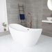 Otterton Baignoire autoportante Ovale Moderne Double Face Blanc Brillant 183cm x 71cm | avec Trop-plein Cuivre Brossé