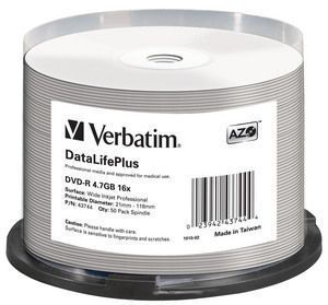 Verbatim 43744 DVD-R 4.7GB - 50-pack - Printable