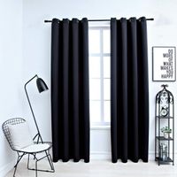 vidaXL Rideau occultant avec œillets métalliques 2 pièces 140x175 cm noir