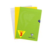 Clairefontaine 293101AMZC Set van 3 Mimesys geniet notitieboekjes - A4 21x29,7 cm - 48 grote ruitvormige pagina's - Wit papier 90 g - Polypro Cover Willekeurige kleuren
