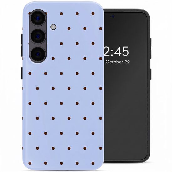 Selencia Hoesje - Geschikt voor Samsung Galaxy S24 - Backcover met Magnetische Ring - Happy Dots Digital Sky