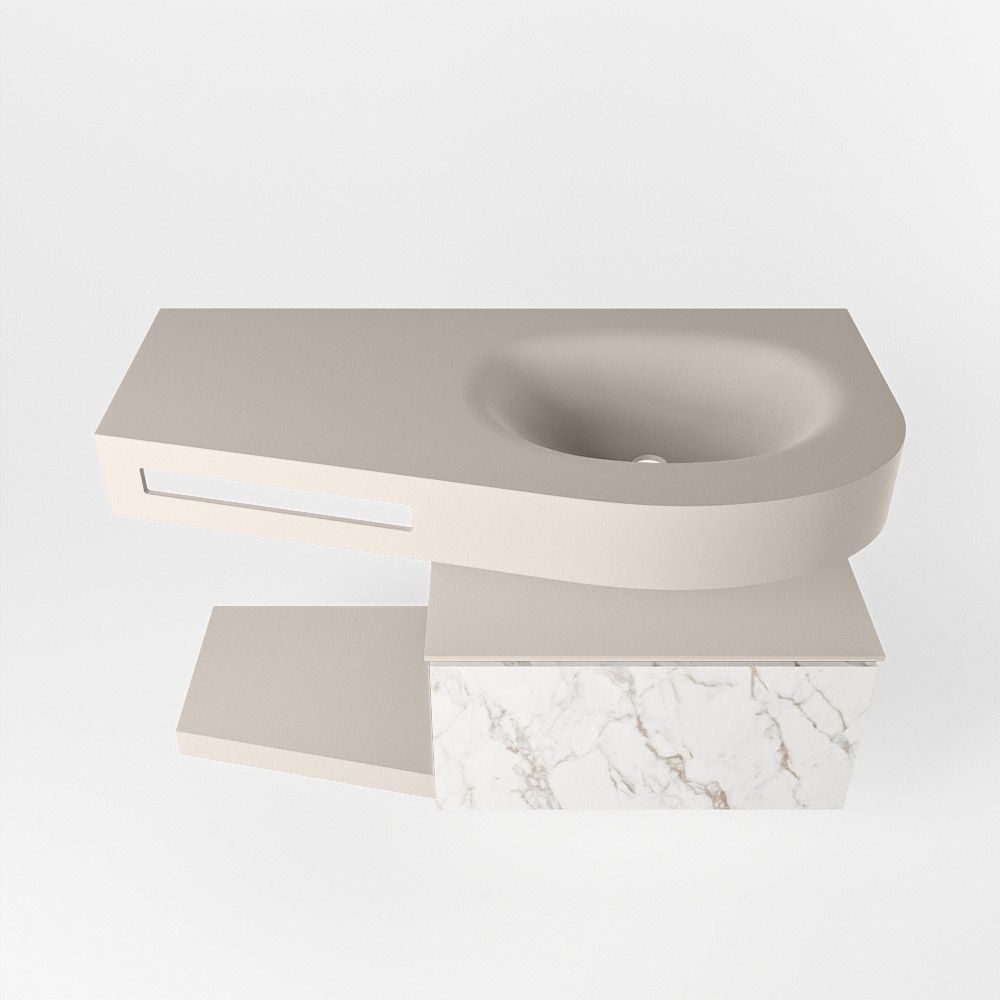 Mondiaz Riva Dulcet Badkamermeubel Rechts 100 cm - Linen en Carrara