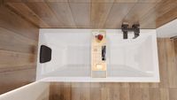 Badland QUADRO ligbad 170 x 75 cm wit met hoofdsteun met bamboe badplank