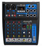 Audibax MG04 USB - Sound-mengpaneel - 4-kanaals audio-mixer - USB-interface speler en recorder - Bluetooth- en MP3-verbinding - DSP multi-effect DSP - Voeding 48 V Phantom Power