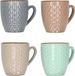 Excellent Houseware Tasses à café en grès - Set de 4 - Coloré - 200 ml