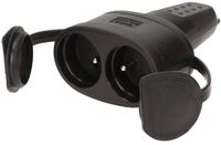 Orno - Dubbel Waterdichte Stopcontact 2P+Z - IP44 - Zwart - Rubber
